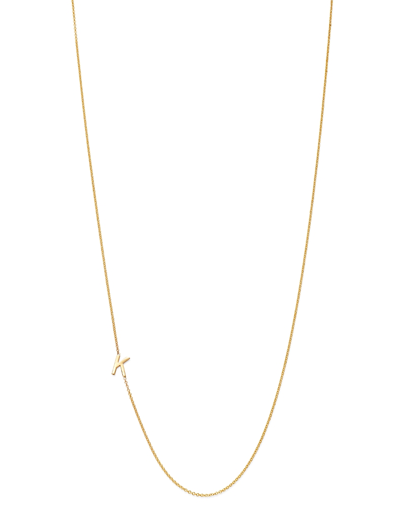 Zoe Lev 14k Yellow Gold Asymmetrical Initial Pendant Necklace, 18l In K/gold