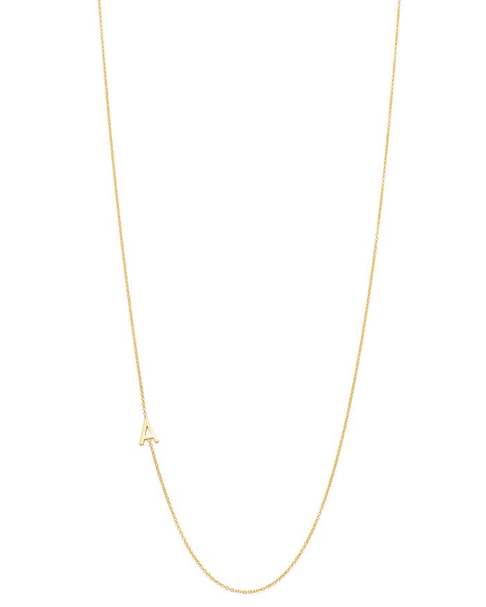 14K Yellow Gold Asymmetrical Initial Pendant Necklace, 18L