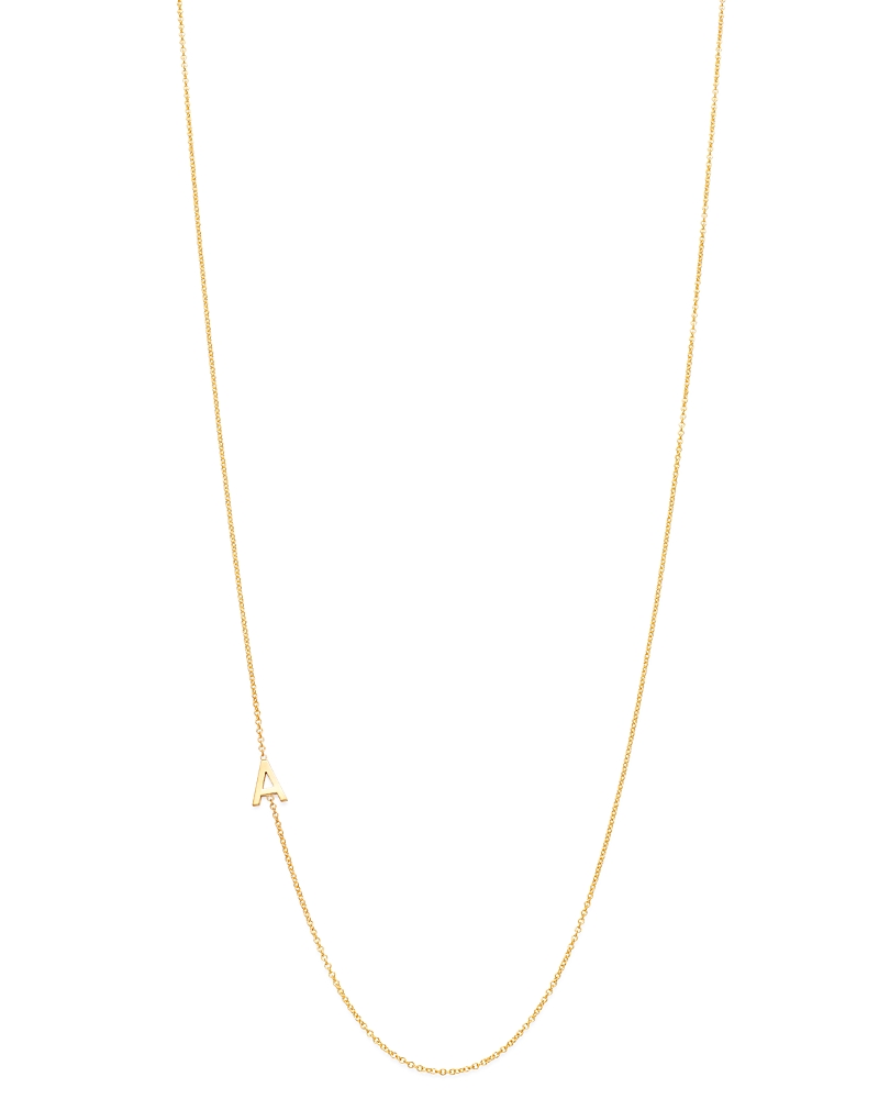 Zoe Lev 14K Yellow Gold Asymmetrical Initial Pendant Necklace, 18L