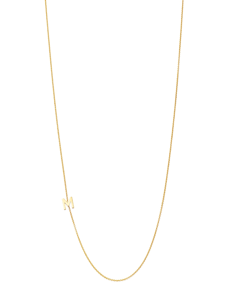 Zoe Lev 14K Yellow Gold Asymmetrical Initial Pendant Necklace, 18L