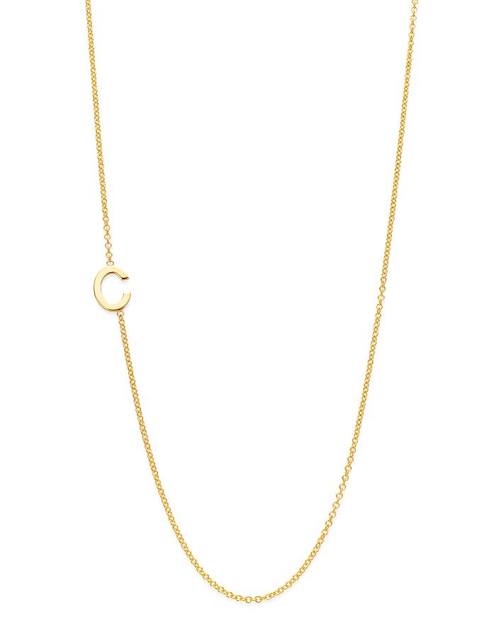 Shop Zoe Lev 14k Yellow Gold Asymmetrical Initial Pendant Necklace, 18l In C/gold
