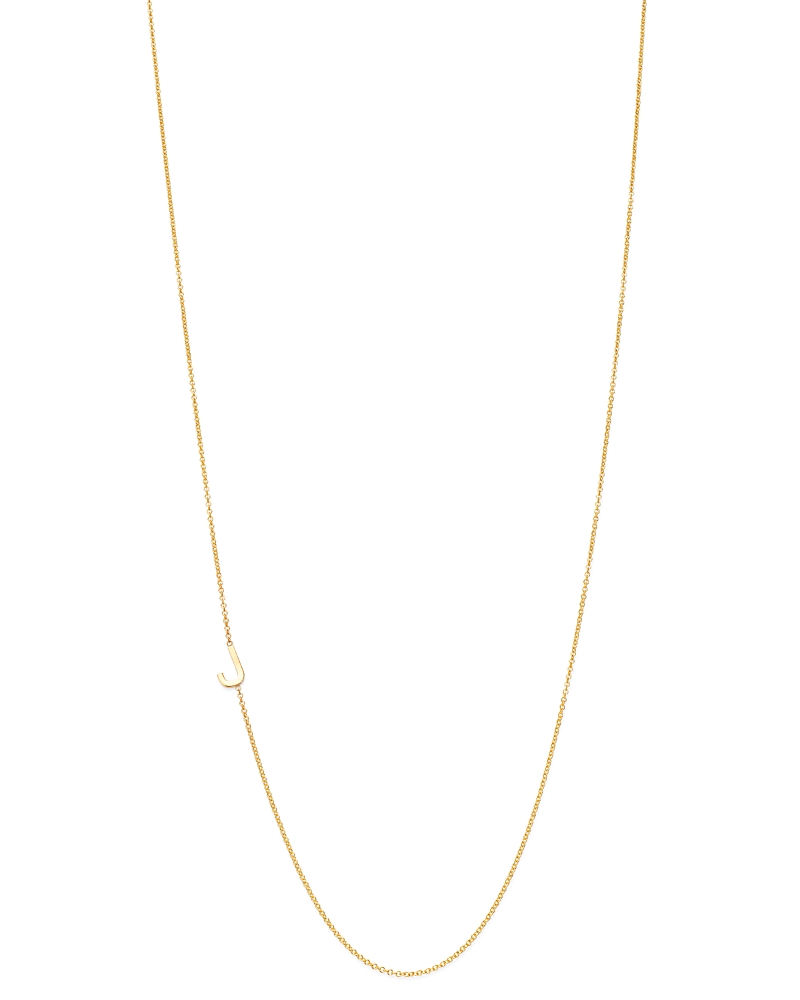 Zoe Lev 14k Yellow Gold Asymmetrical Initial Pendant Necklace, 18l In J/gold