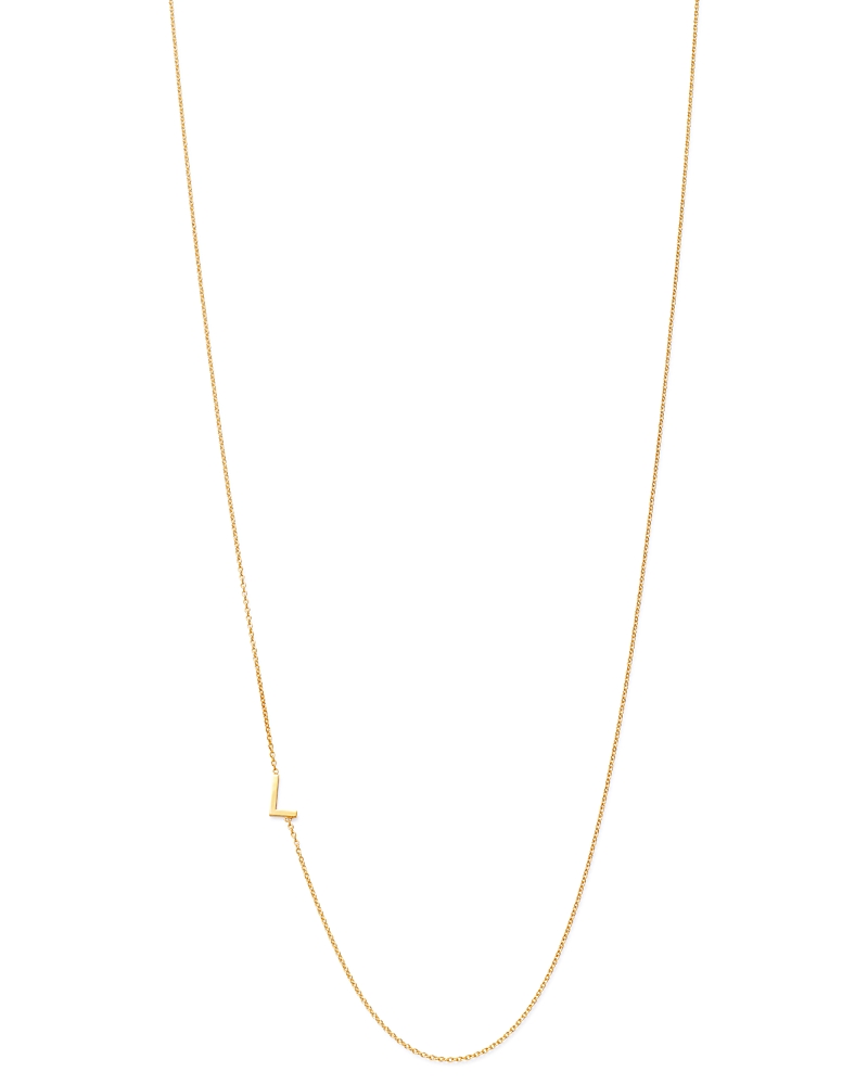 Zoe Lev 14K Yellow Gold Asymmetrical Initial Pendant Necklace, 18L