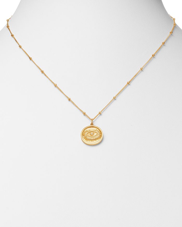 Shop Zoe Lev 14k Yellow Gold Diamond Eye Medallion Necklace, 18 In White/gold