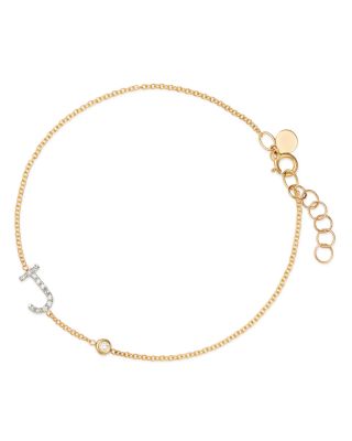 Zoe Lev 14K Yellow Gold Diamond Initial & Bezel Bracelet