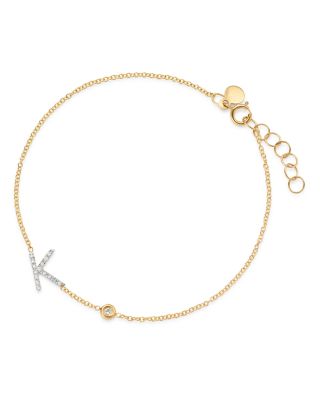 Zoe Lev 14K Yellow Gold Diamond Initial & Bezel Bracelet