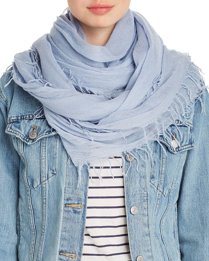 Chan Luu Fringed Cashmere & Silk Scarf In Cashmere Blue