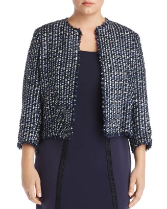 Manteau Tweed MARINA RINALDI - Multicolore - Taille IT 48 - Style Parka Doublé - Neuf Sans Étiquettes