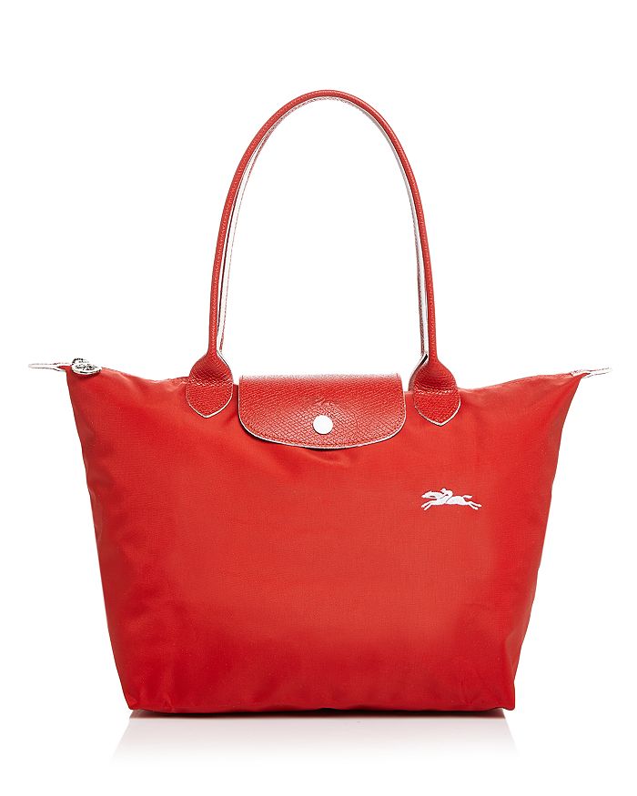 Longchamp Le Pliage Club Medium Shoulder Tote Bag In Vermilion/Silver | ModeSens