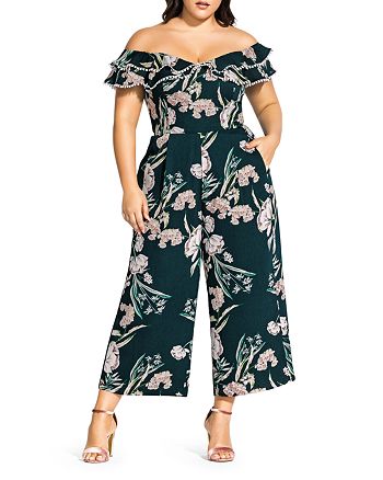 City Chic Plus Fresh Fields Off-the-Shoulder Cropped ...