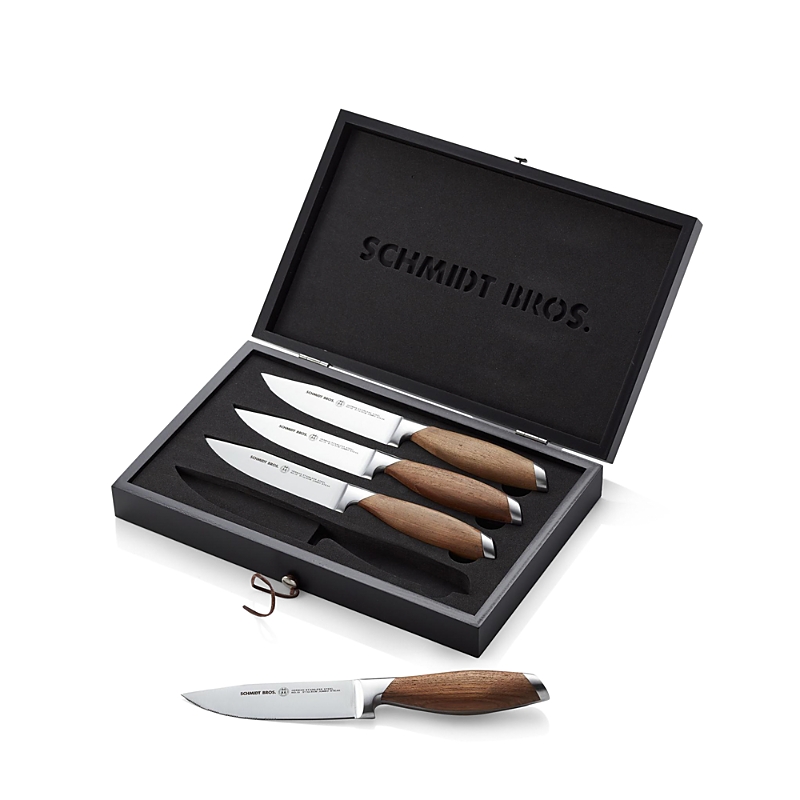 SCHMIDT BROTHERS BONDED TEAK 4-PIECE JUMBO STEAK KNIFE SET SBCBT4PJS1