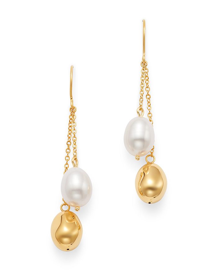 Bloomingdale's Cultured Freshwater Pearl Oval Drop Earrings in 14K ...