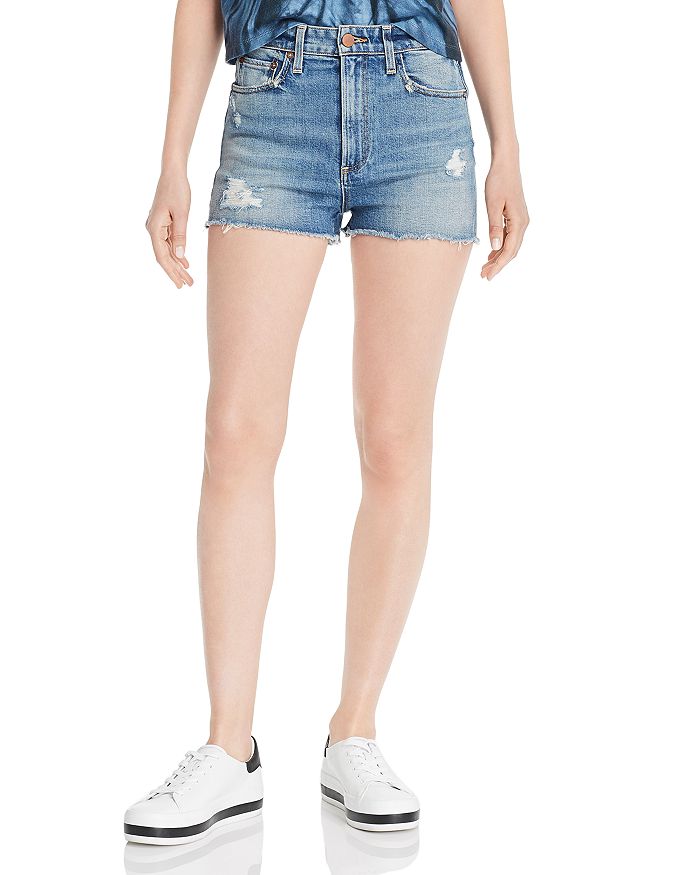 ALICE AND OLIVIA ALICE + OLIVIA AMAZING ASYMMETRIC-WAIST DENIM SHORTS IN TRY ME,CD280200TRY
