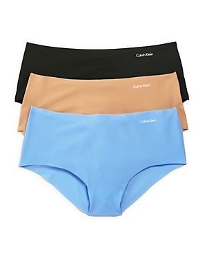 Calvin Klein Invisibles Hipsters, Set Of 3 In Sensory Blue/bare/duffle