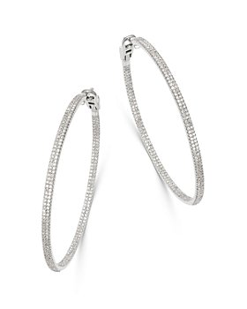 Bloomingdale's - Diamond Inside Out Large Hoop Earrings in 14K White Gold, 2.0 ct. t.w. - 100% Exclusive