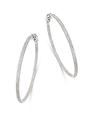 Bloomingdale's Diamond Inside Out Large Hoop Earrings in 14K White Gold, 2.0 ct. t.w. - 100% Exclusi