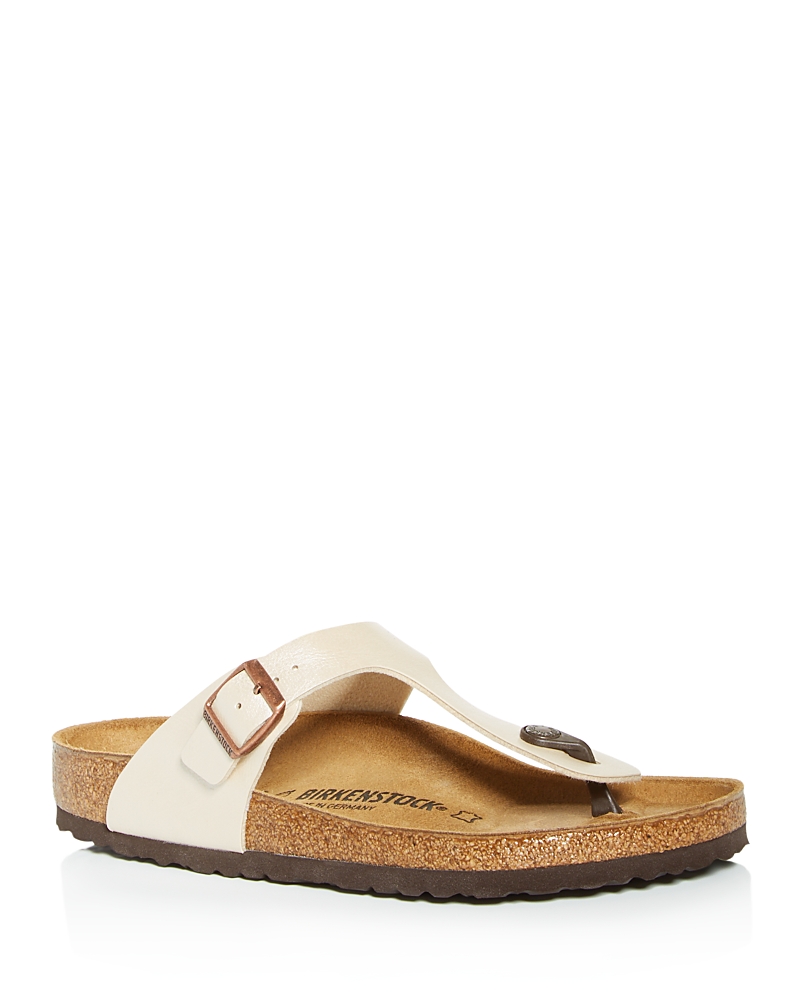 Birkenstock Gizeh Gold Birko-flor Sandals In Cream