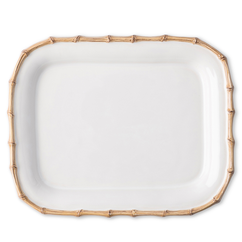 Juliska Bamboo Ceramic Rectangular Platter In Natural