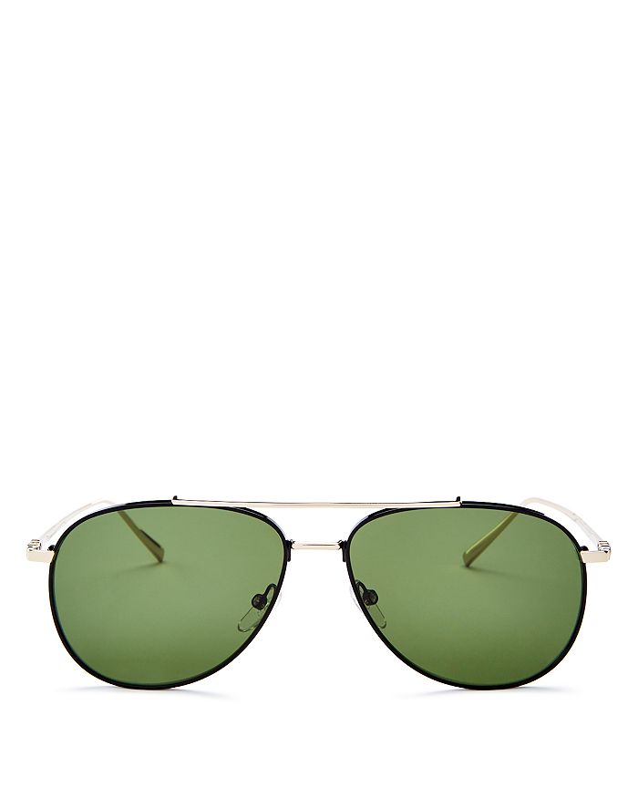 Ferragamo Salavtore  Men's Aviator Sunglasses, 60mm In Shiny Gold/green Solid