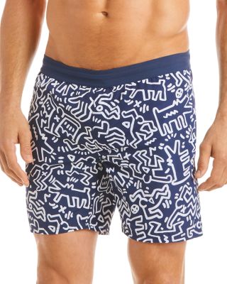 lacoste keith haring swim trunks