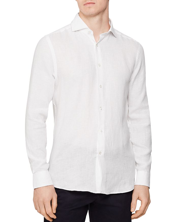Reiss Ruban Linen Slim Fit Shirt In White