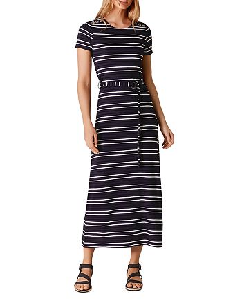 KAREN MILLEN Striped Belted Midi Dress | Bloomingdale's