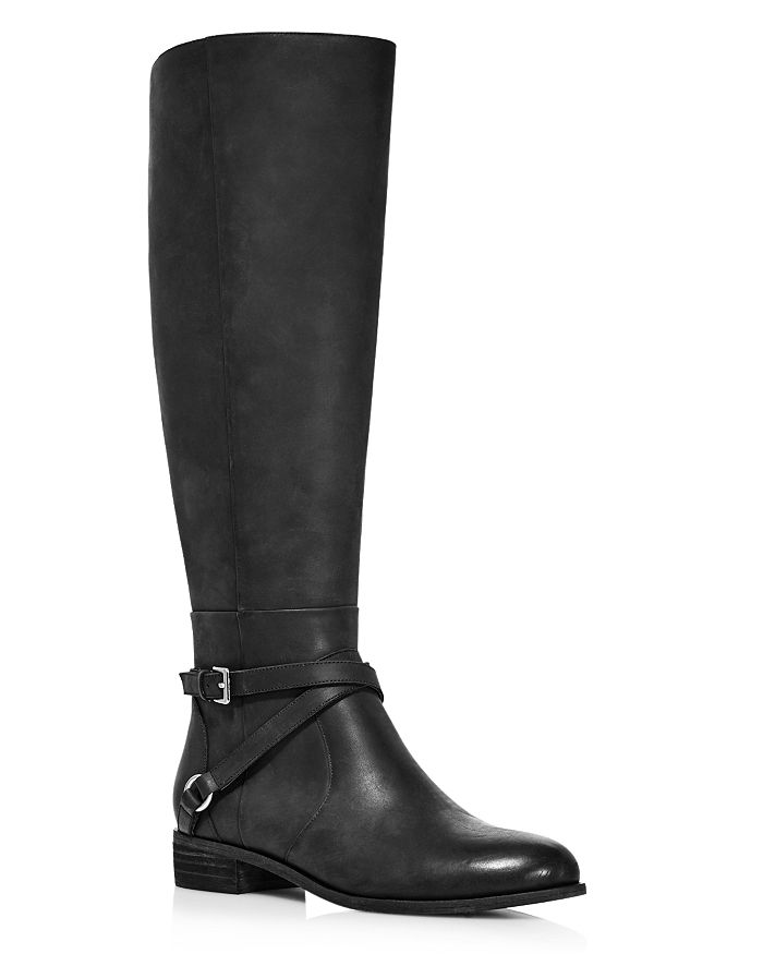 Charles David Women's Solo Tall Moto Boots In Black Leather | ModeSens