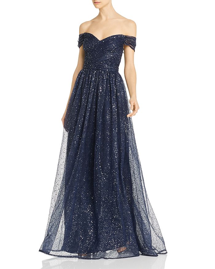 Aidan Mattox Sequin Grecian Gown In Twilight | ModeSens