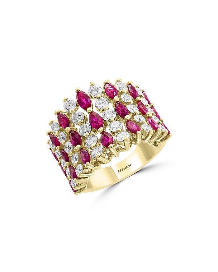 Bloomingdale's Ruby & Diamond Statement Band In 14k Yellow Gold - 100% Exclusive In Multi/gold