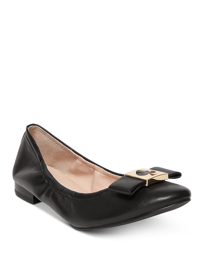 Kate Spade New York Women's Maline Bow Ballet Flats In Black Leather