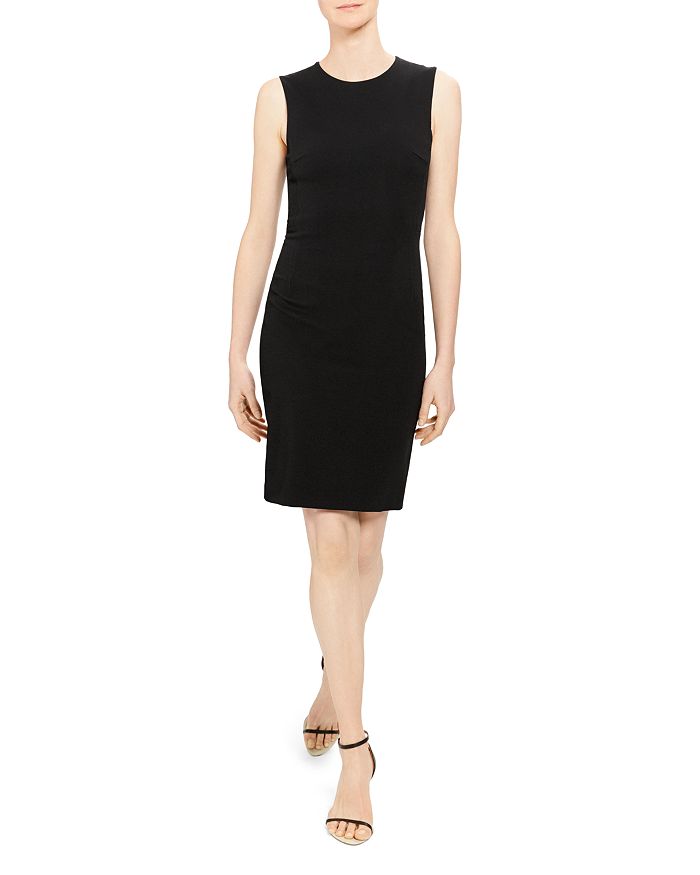 Theory Sleeveless Fitted Mini Dress Precision Ponte In Black