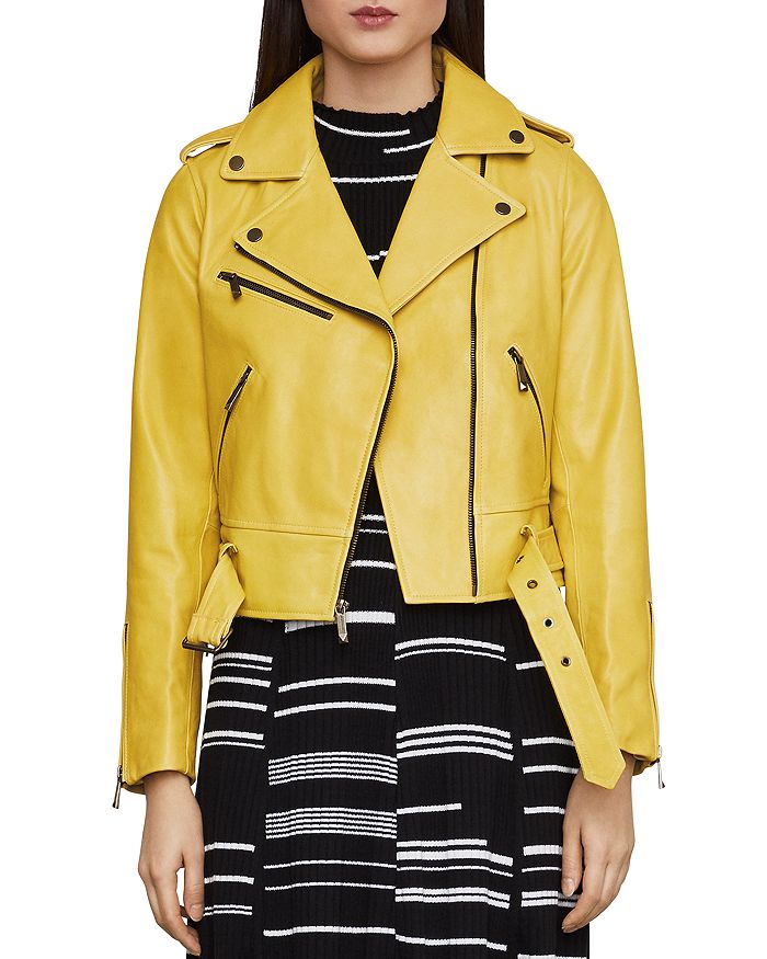 Bcbg yellow discount leather jacket