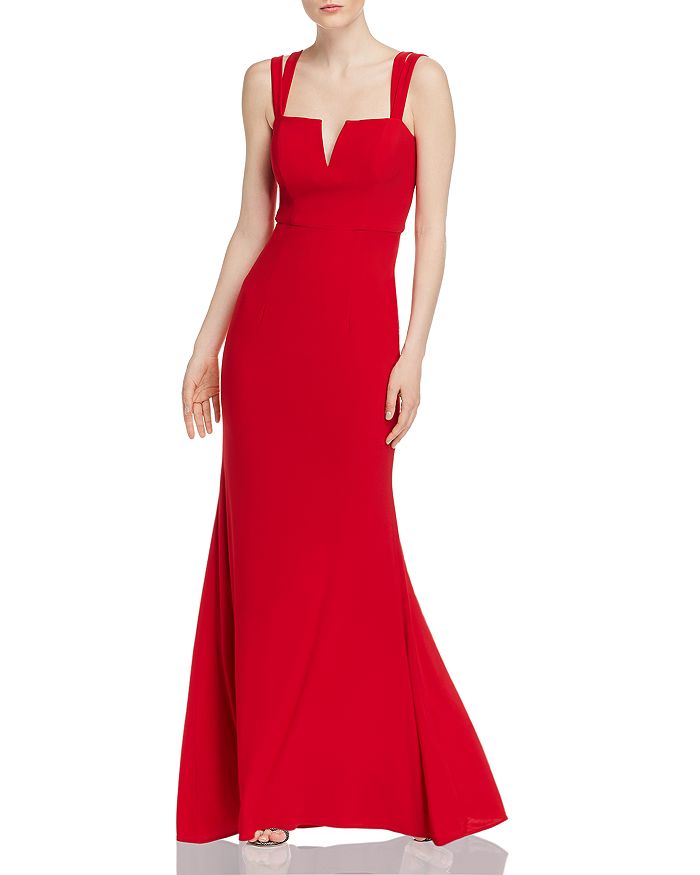 Aqua Fluted Strap Detail Gown - 100% Exclusive In Red | ModeSens