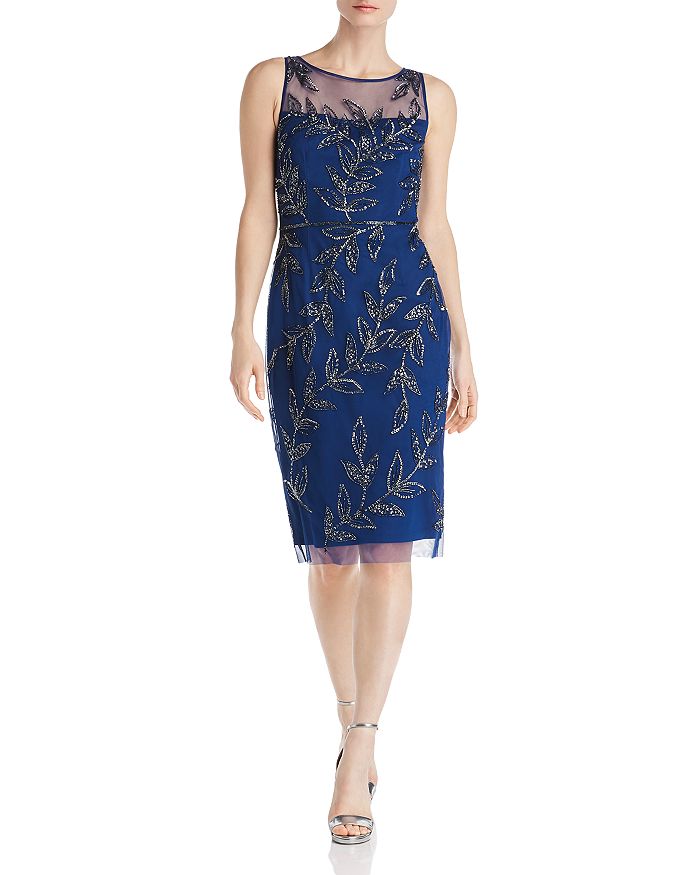 ADRIANNA PAPELL Embellished Sheath Dress,AP1E205852