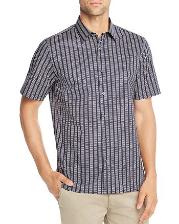 Theory Irving Adder Short-Sleeve Striped Regular Fit Shirt | Bloomingdale's