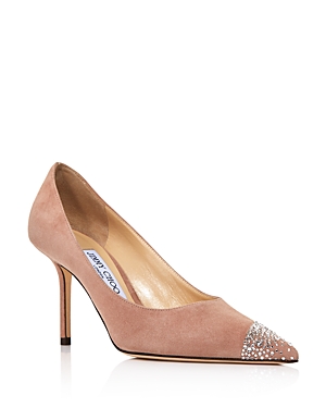 Jimmy Choo Women's Love 85 Pointed-toe Pumps In Ballet Pink Suede Embellished