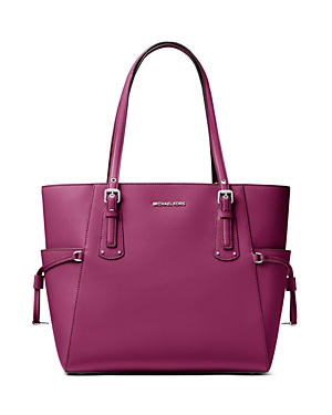 Michael Michael Kors Voyager East West Leather Tote In Garnet/silver