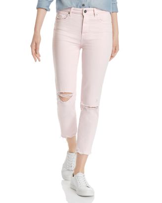 PAIGE Hoxton Slim Crop Vintage Pink mirage destructed deals Jeans Women Size 28