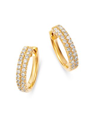 double row diamond hoop earrings