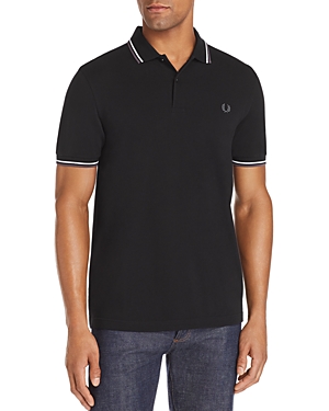 Fred Perry Twin Tipped Polo T Shirt Black In Black / White / Gray