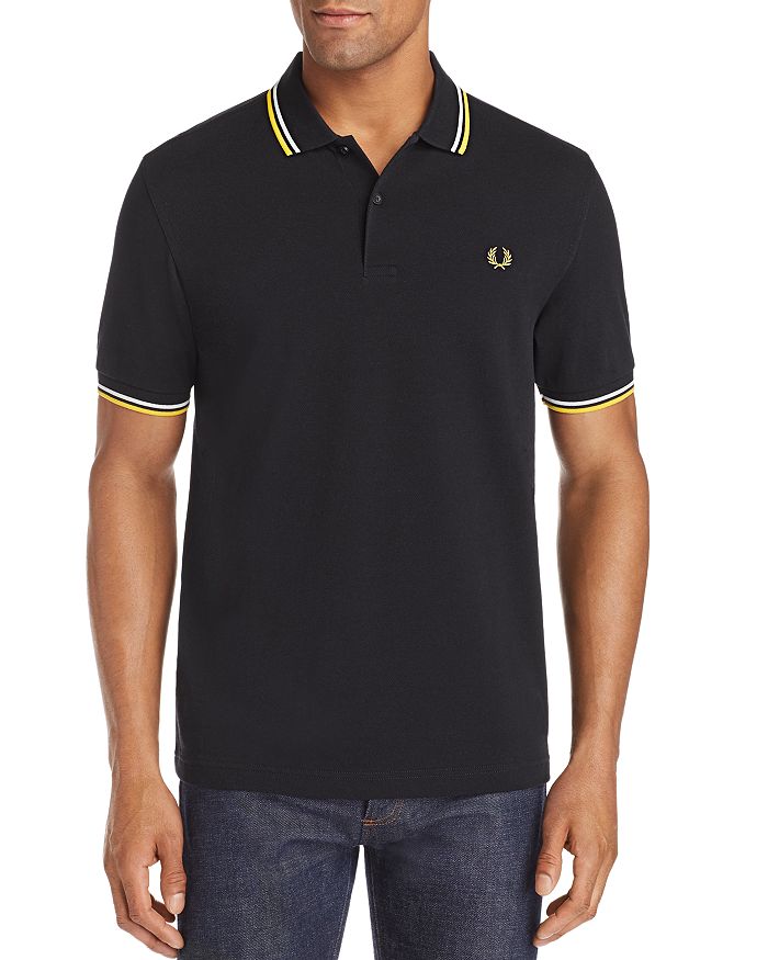 Fred Perry Twin-tipped Slim Fit Polo Shirt In Navy / Snow White / Yellow