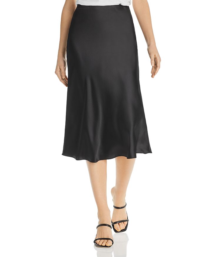 Aqua Satin Midi Slip Skirt - 100% Exclusive In Black