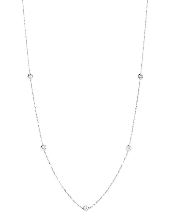 ROBERTO COIN 18K WHITE GOLD DIAMOND BY THE INCH STATION NECKLACE, 18,001316AWCHD0