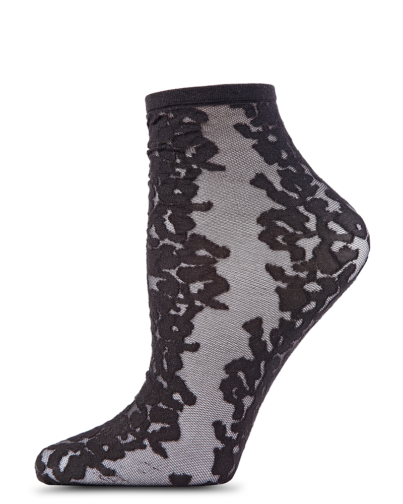 Natori Animal Embroidered Sheer Ankle Socks In Black