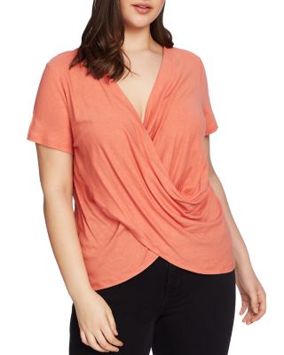 1.STATE Plus - Short-Sleeve Draped Top