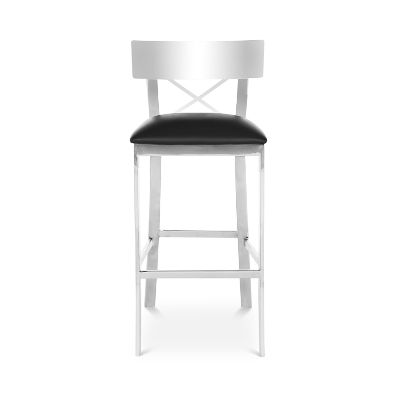 Safavieh Zoey 39 Stainless Steel Cross Back Barstool In Black/chrome
