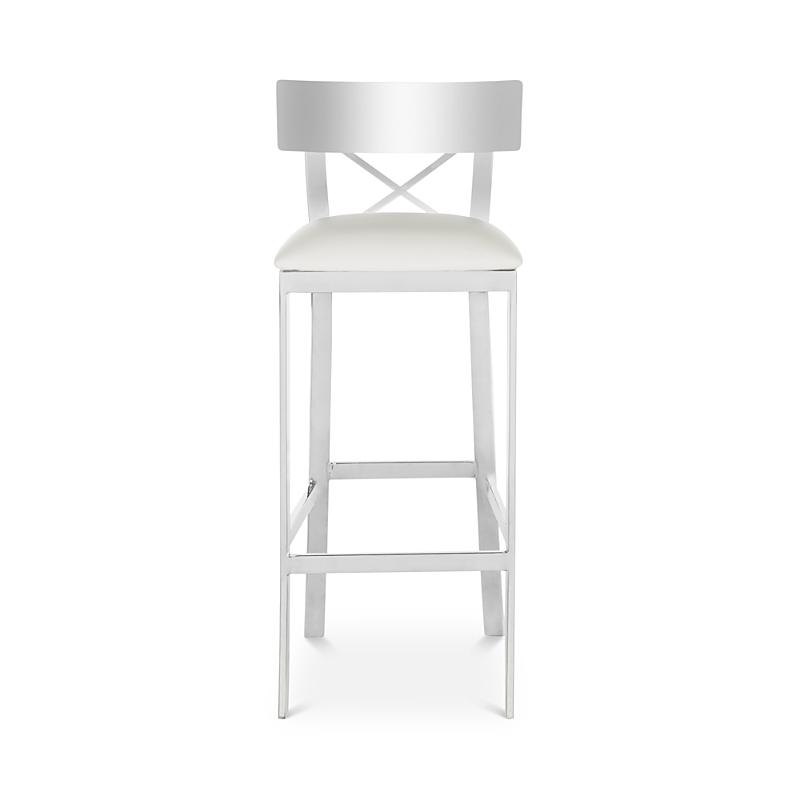 Safavieh Zoey 39 Stainless Steel Cross Back Barstool In White/chrome