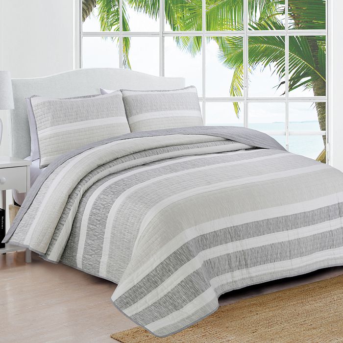 American Home Fashion Delray 3-piece Quilt Set, Full/queen In Gray
