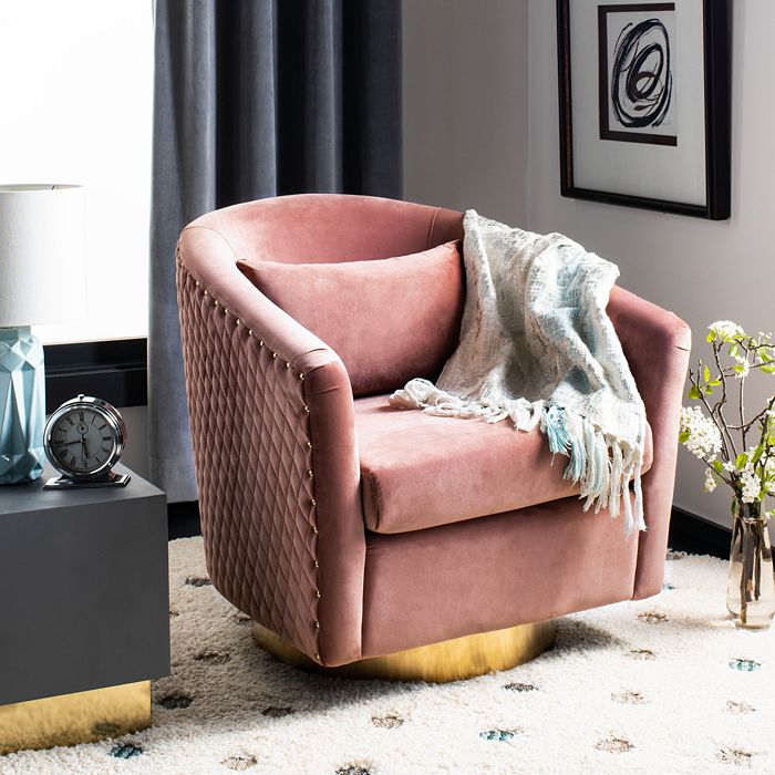 Safavieh Couture Clara Quilted Swivel Tub Chair In Emerald
