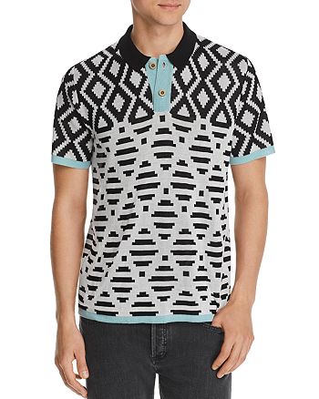 MAXHOSA BY LADUMA - Geometric-Pattern Silk Regular Fit Polo Shirt